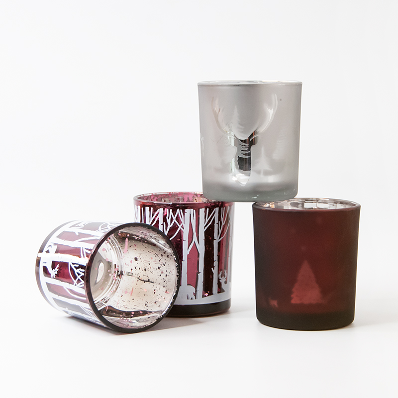 four embossed glass candle jar packaging 01