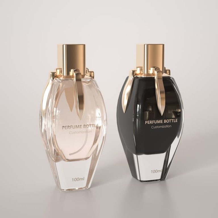 two decorative perfume bottles with electroplated closure 01