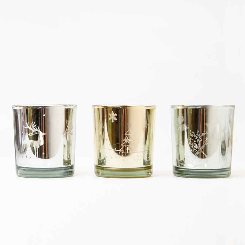 three embossed glass candle jar packaging 01