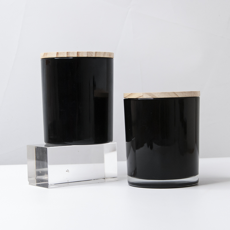 two black decorative candle jar with wooden lid 01