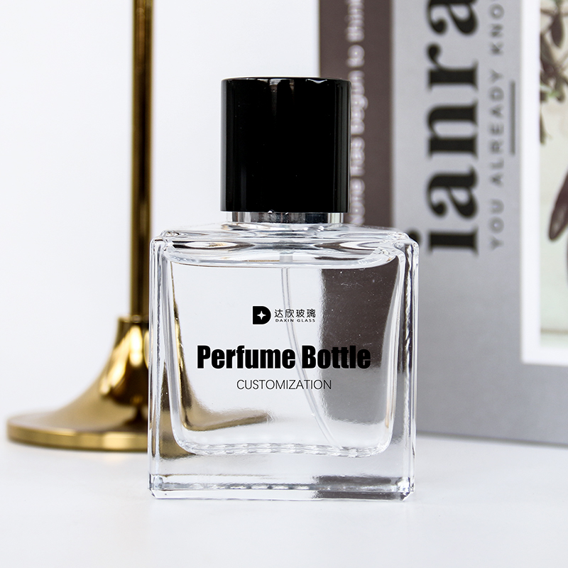 an empty decorative glass packaging for perfume with custom print 01