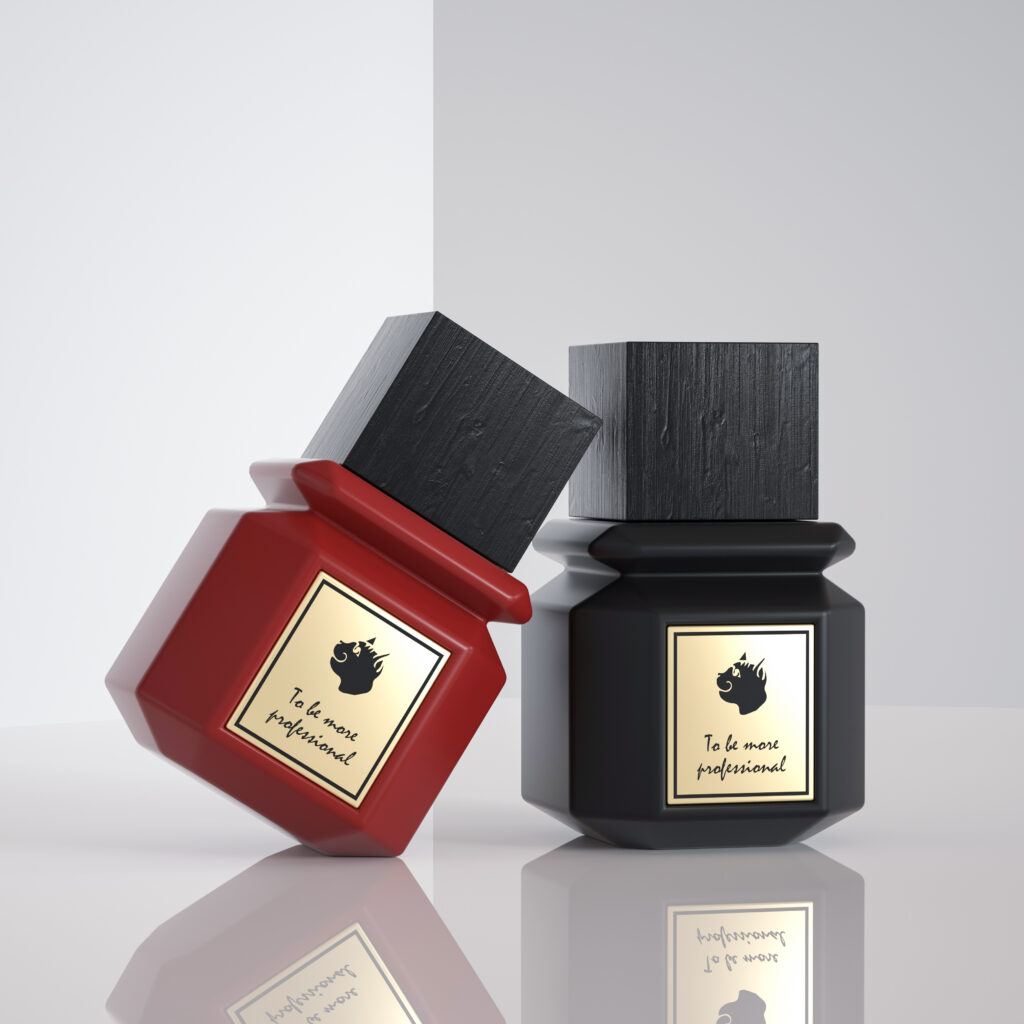 square perfume bottle with square cap