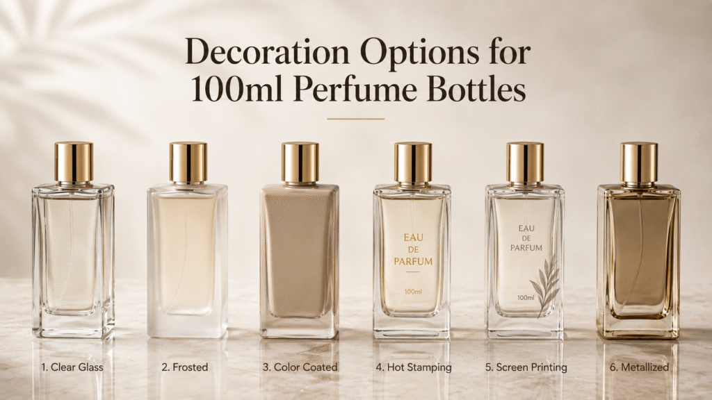 Gradient coated 100ml perfume bottle with custom printed logo