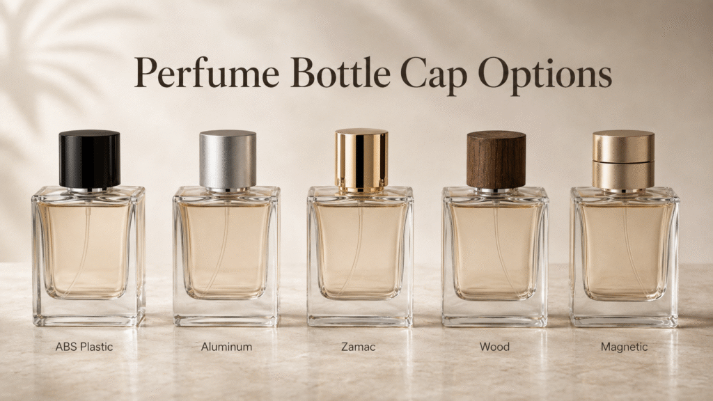 Luxury 100ml fragrance bottle with thick glass base and metal cap