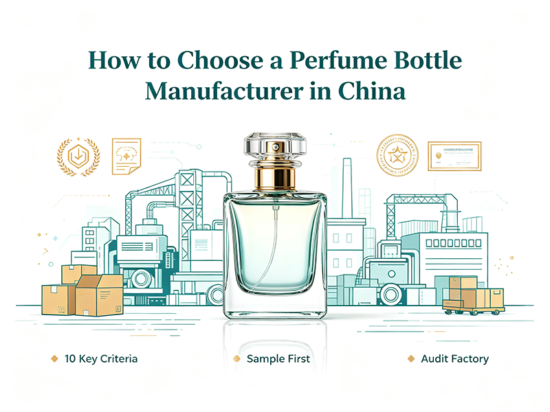 Quality inspection at a Chinese glass perfume bottle factory