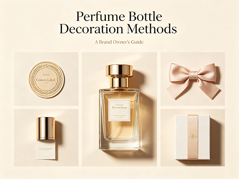 Silk screen printing and metallic hot stamping on a glass perfume bottle