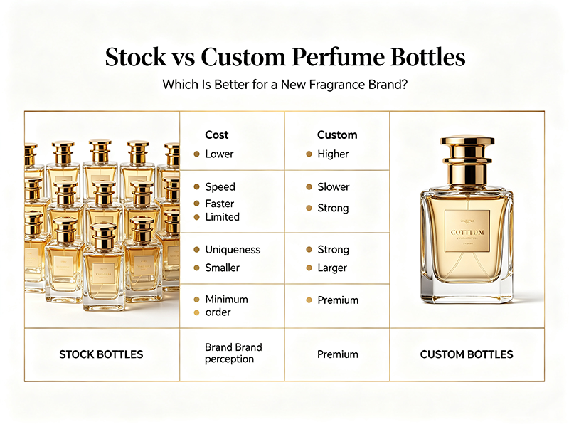 Stock perfume bottle customization with spraying and screen printing